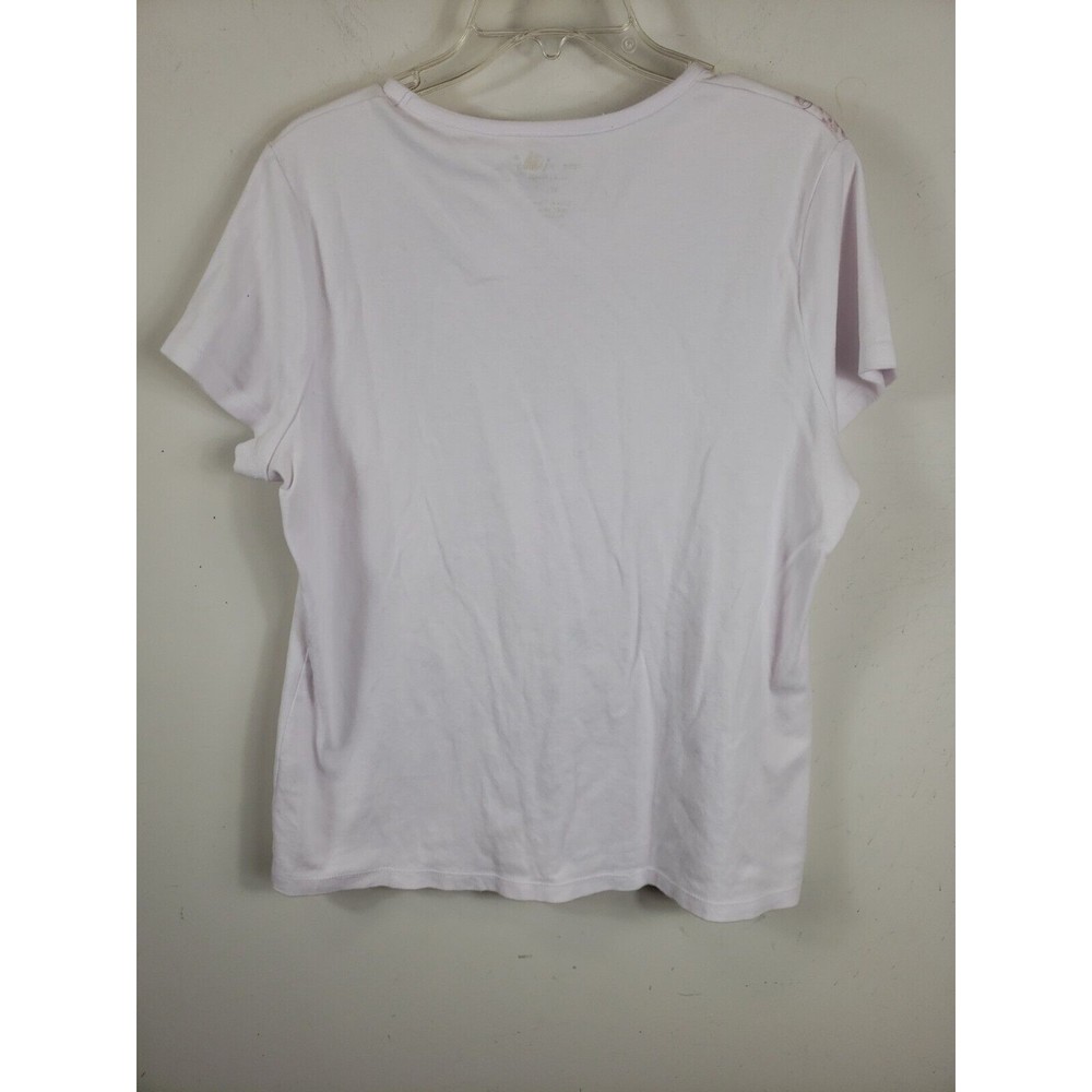 jane ashley Women's top XL white pink floral short sleeve - Picture 8 of 9